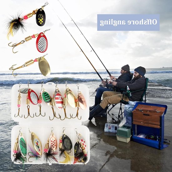 Complete Set van 12 Blinkers en Spinner Loodjes voor Vissen, Geschikt voor Forel, Snoek en Baars met Opbergdoos van Merkloos — afbeelding 2