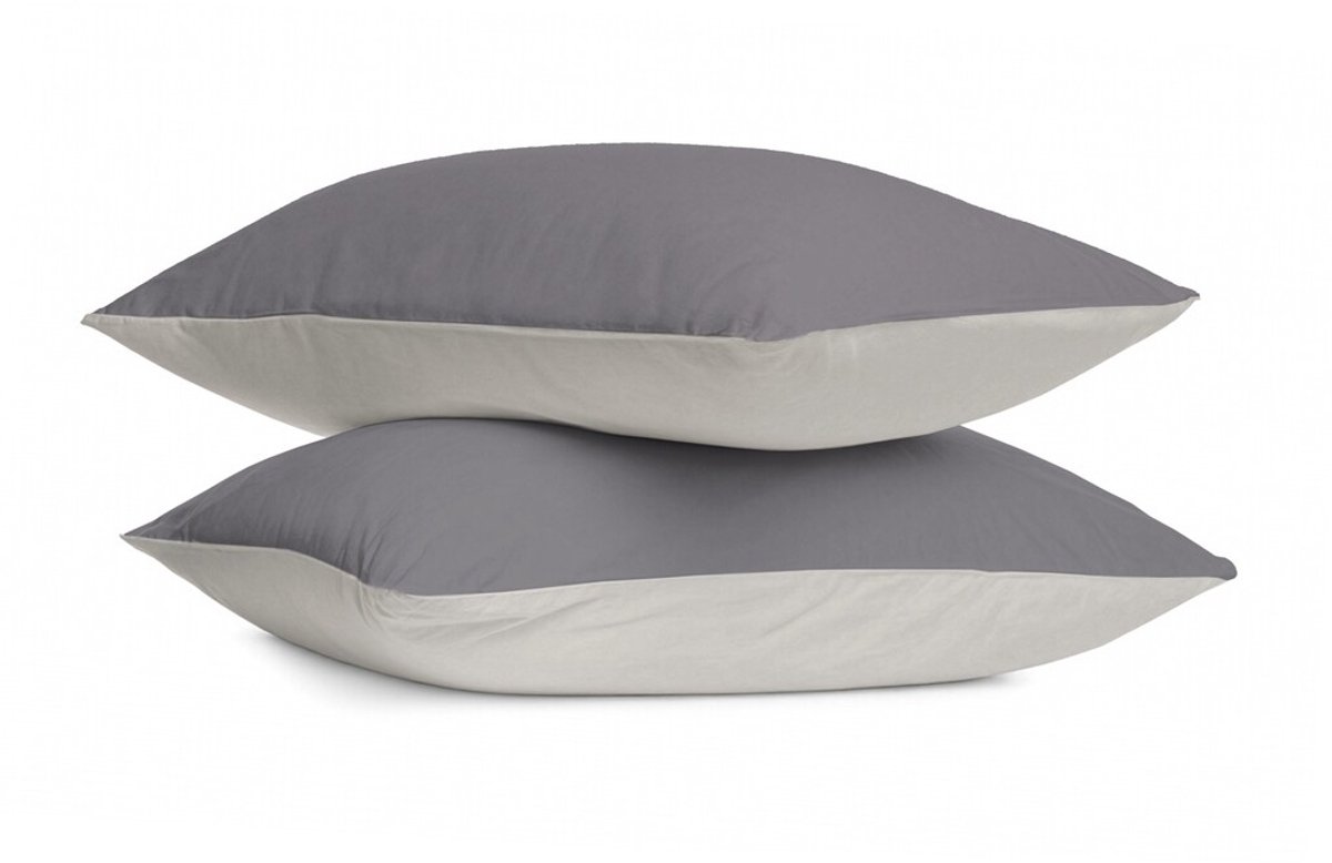 Byrklund Kussensloop Wash & Rest - 2x 60x70 - Zand / Antraciet - 100% Polyester