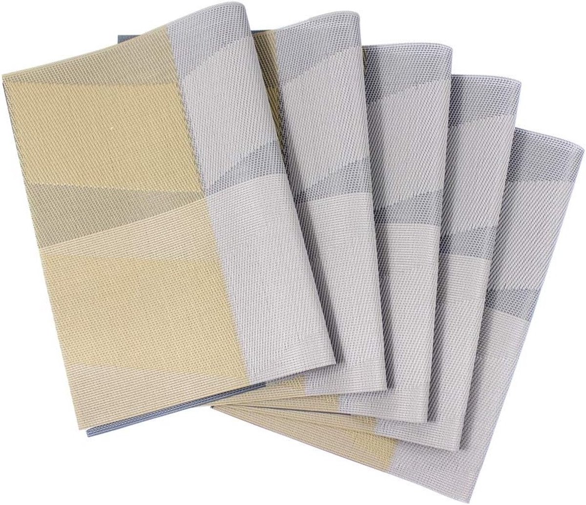 Set van 6 Grijze Placemats - Antislip, Wasbaar en Warmtebestendig voor Eettafel en Keuken