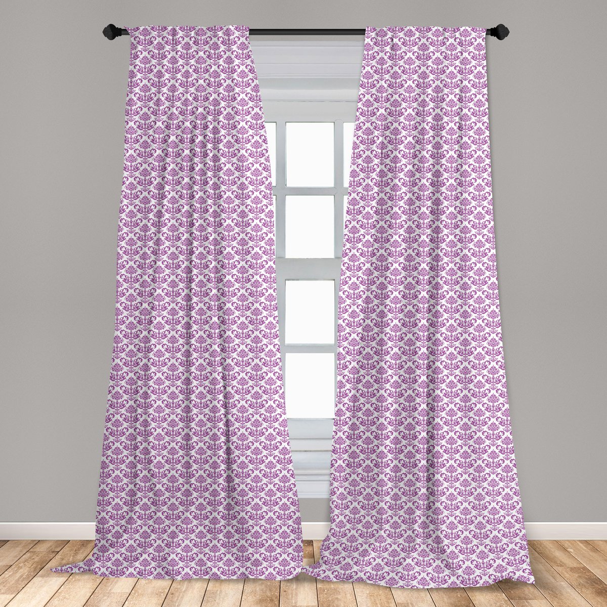 ABAKUHAUS Victoriaanse gordijnen – 2x75x245 cm – microvezel – fuchsie lavendel Fuchsiakleuren