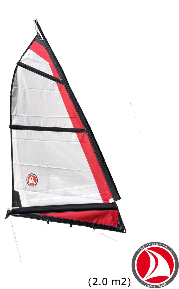 Ventoz Strandzeil 2.0 m² – wit met rood