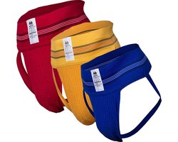 MM Sports The Original No. 10 Jockstrap 3 inch Multipack 1x Red + 1x Yellow + 1x Blue - MAAT XL - Heren Ondergoed - Jockstrap voor Man - Mannen Jock