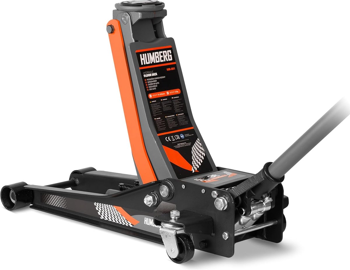 Hydraulische autokrik - Laag profiel krik - Voertuig omhoog - Dubbele zuiger - 3 ton capaciteit - Zwart