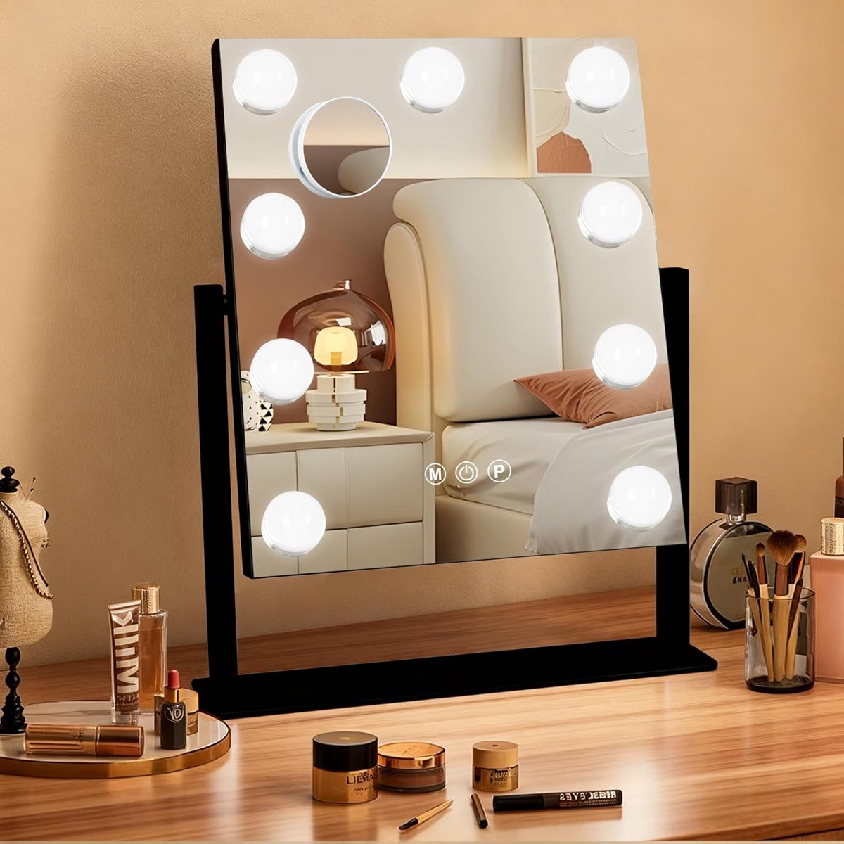 Professionele Hollywood Make-up Spiegel met LED Verlichting en 10x Vergroting