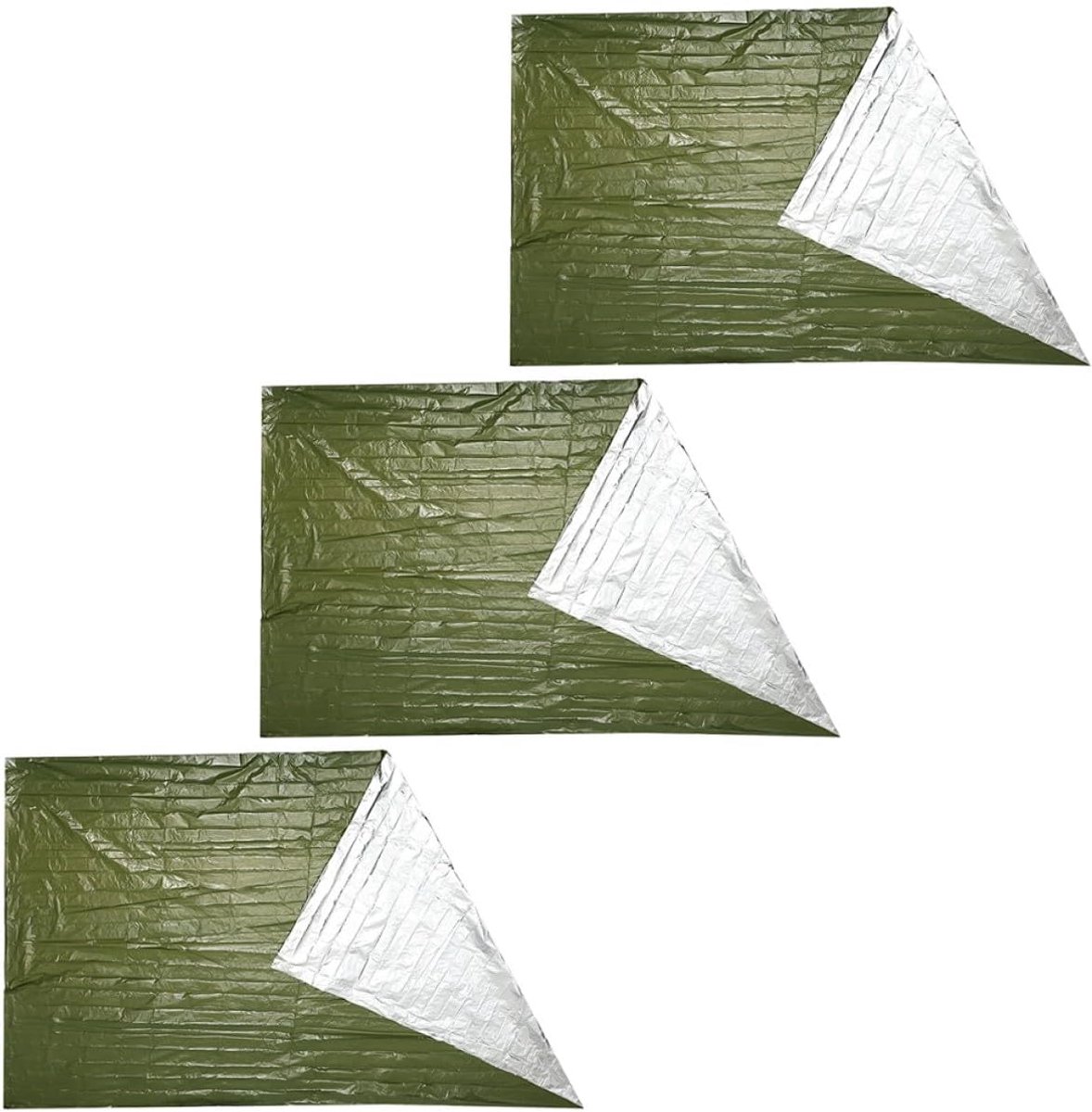 Nooddeken Set - Thermale Dekens - Outdoor Activiteiten - Waterdicht Winddicht - 210x130cm - Olijfgroen