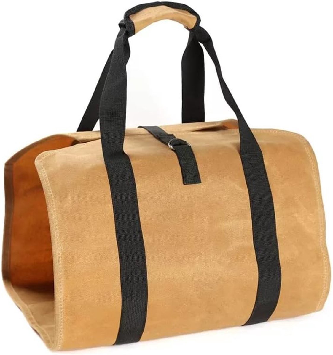 Brandhout Opbergtas - Hout Draagtas - Haardhout Vervoeren - Grote Capaciteit - 98x43cm - Kaki