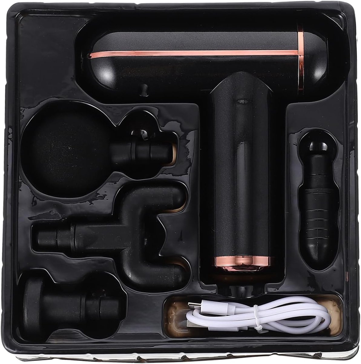 Massage Apparaat - Spierontspanning Tool - Spierherstel Na Sport - Vier Massagekoppen - 14 x 14 x 4.3 cm - Zwart
