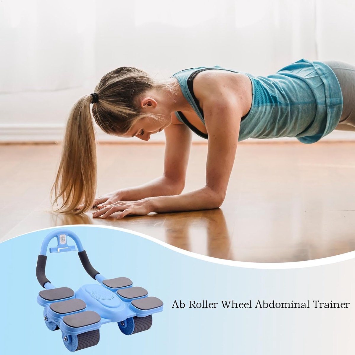 Buikspierwiel - Fitness wiel - Core training - Automatische terugslag - ca. 28.8 cm - Blauw