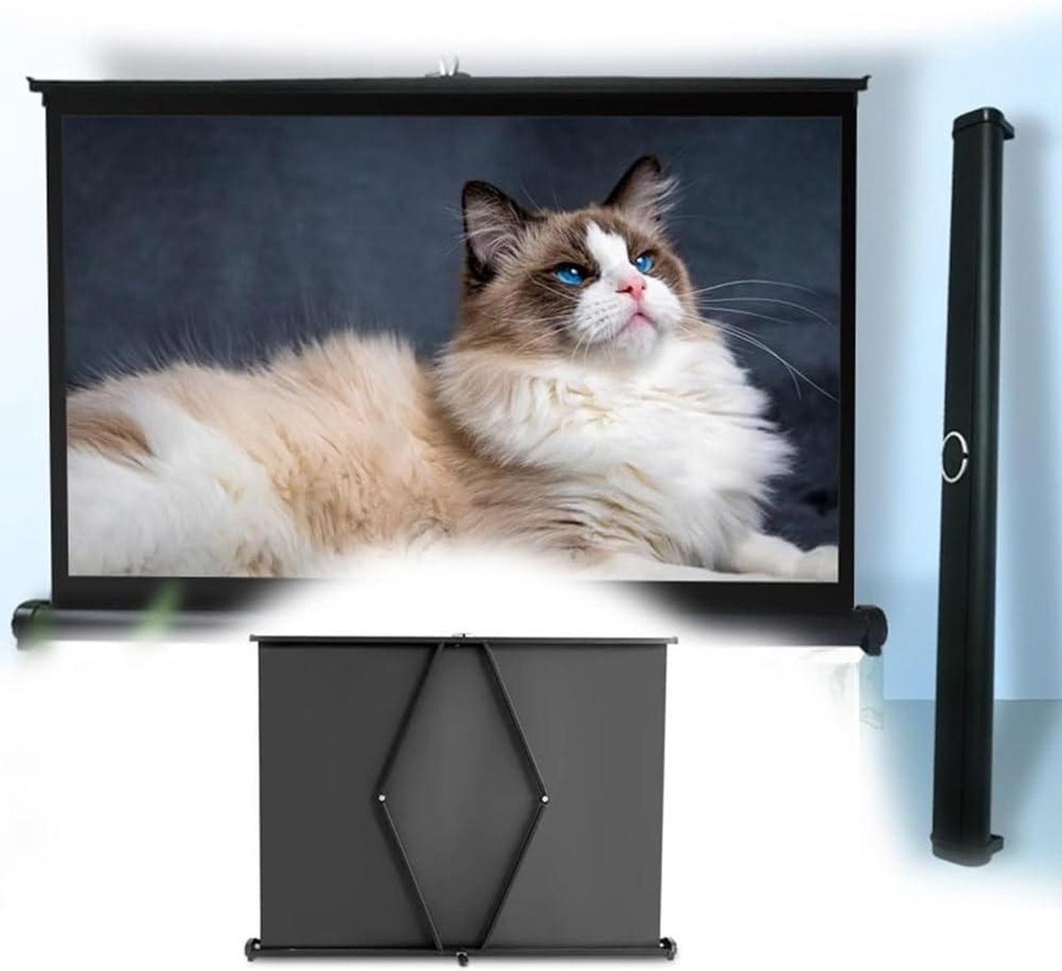 Projectiescherm Voor Tafel - Filmscherm Uittrekbaar - Thuisbioscoop Creëren - Handmatig Omhoog Te Trekken - 40 Inch 16:9 - Wit