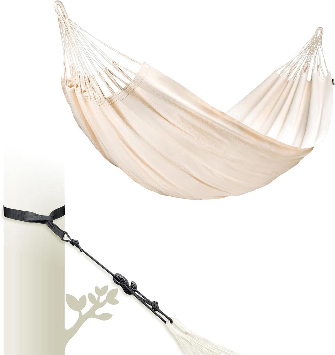 Dubbele Hangmat - Katoenen Hangmat - Ontspannen Buiten - Biologisch Katoen - 230x160 cm - Wit