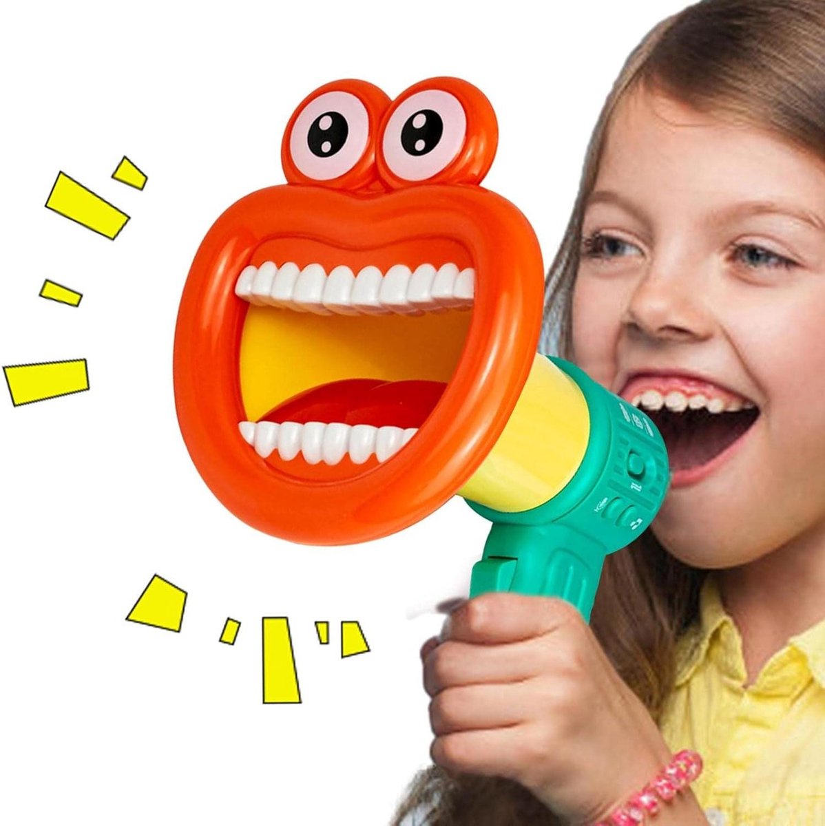 Stemvervormer Speelgoed - Megafoon Verkleed - Grappige Geluiden Maken - Verschillende Stemmen - 17 x 16 cm - Grappige Ogen