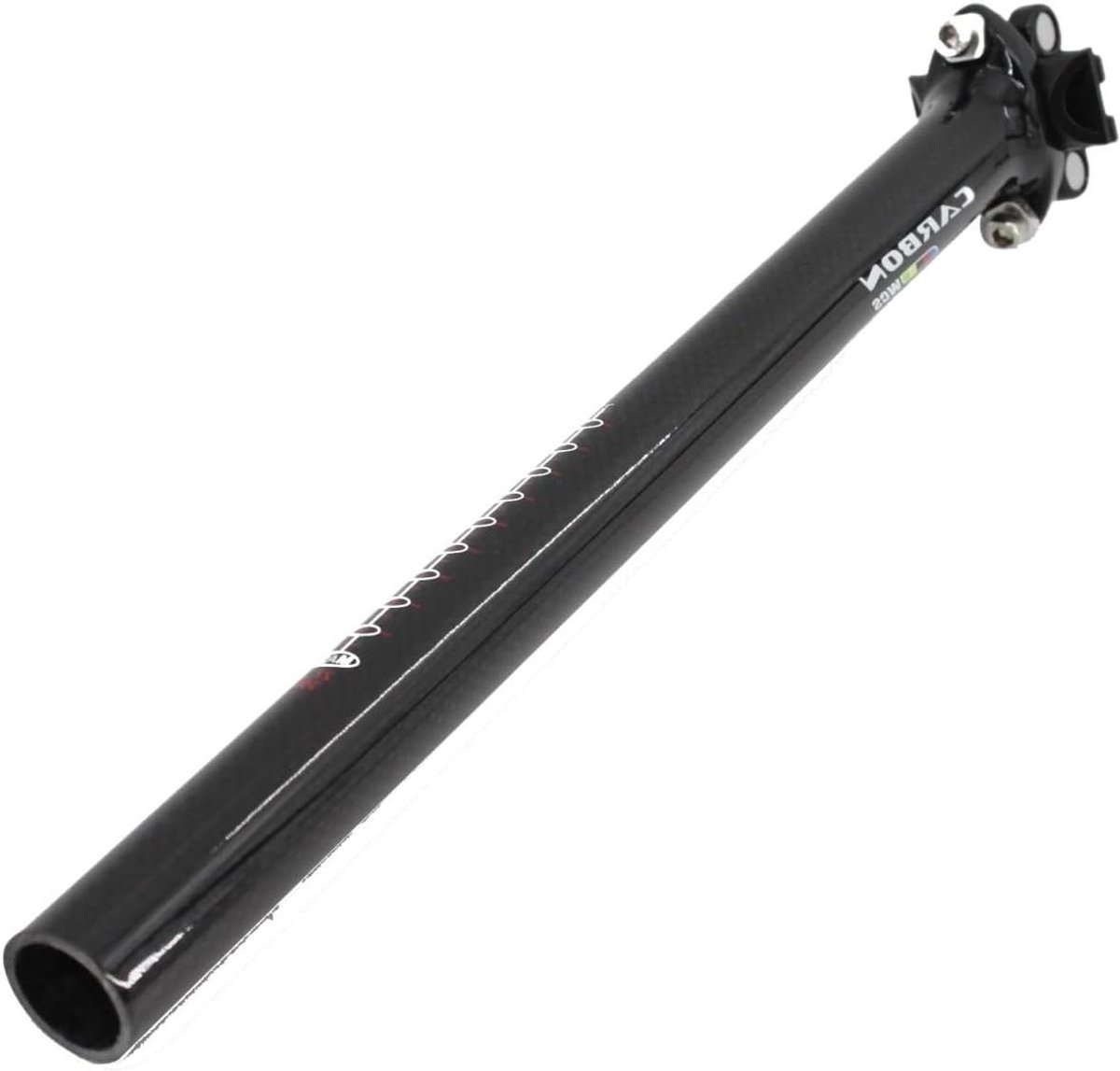 Fiets Zadelpen - Koolstofvezel Pen - Comfortabel Fietsen - Verstelbare Hoek - 350 x 272 mm - Glanzend Zwart