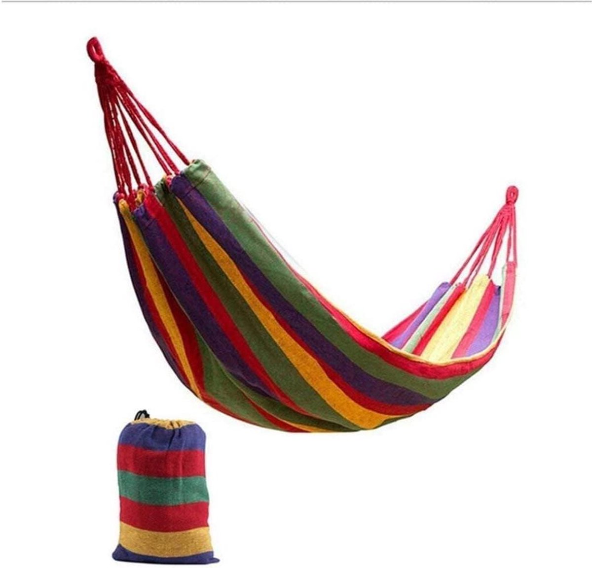 Hangmat voor Tuin - Buitenbed Schommel - Ontspannen in de natuur - Verdikt canvas materiaal - 280x80cm - Rood gestreept