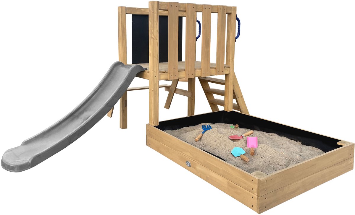 AXI Leah Mini Speeltoren met Zandbak en Picknicktafel – Grijze Glijbaan – Met Krijtbord – FSC hout – Klein speeltoestel voor de tuin / buiten — afbeelding 9
