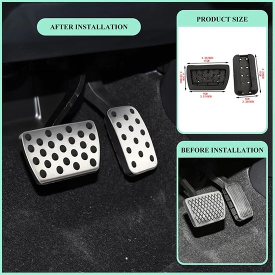 Pedaalhoezen Auto - Voetsteun Pedalen - Verbeterde Grip - Geen Boren Nodig - 2 Stuks Set - Zilver Rubber — afbeelding 2