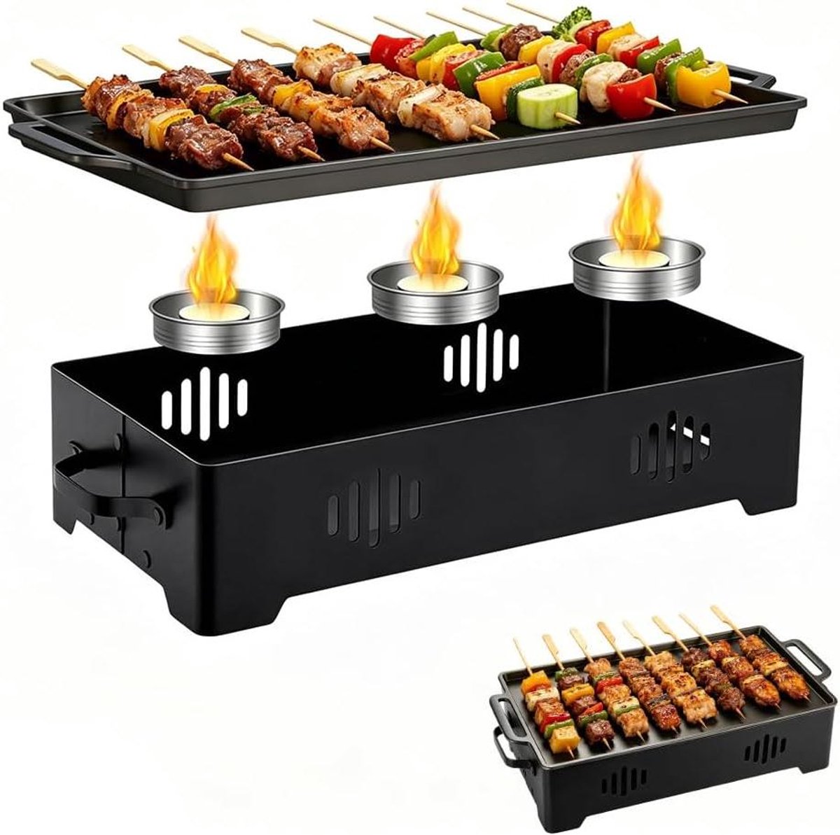 Warmhoudplank - Voedselwarmer - Gerechten Warm Houden - Vier Verwarmingsmethoden - 36x18.5 cm - Zwart