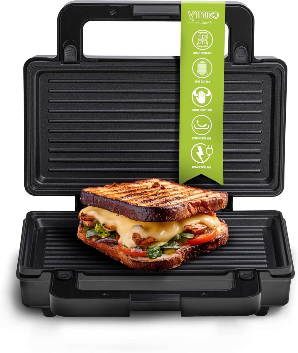 Contact Grill - Panini Maker - Snacks Bereiden - Drie Platen - 1400 Watt - Zilver Zwart