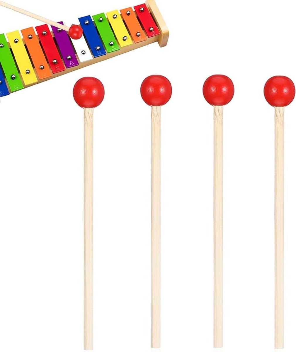 Houten hamers - Percussie stokken - Muziek maken - Visvormig design - 2 stuks - Rood