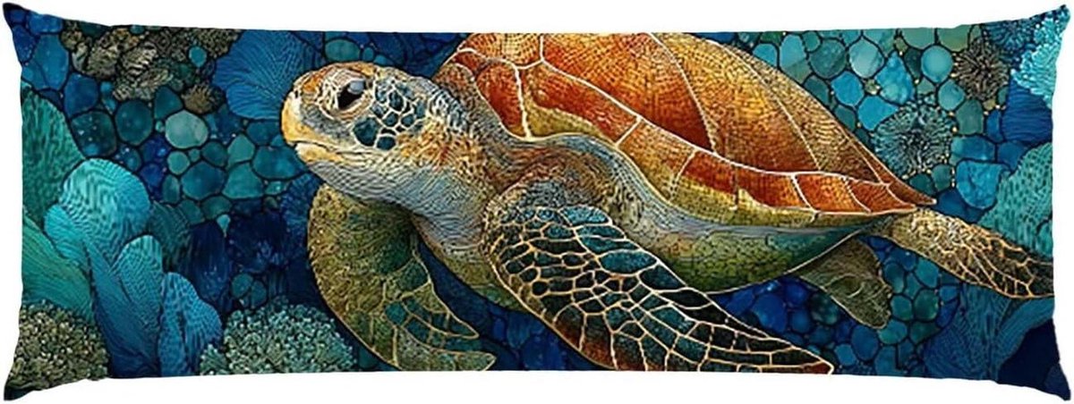 Lichaamskussenhoes - Zwangerschapskussen - Comfortabel slapen - Wasbare fluwelen hoes - 50x150 cm - Zeeschildpadden