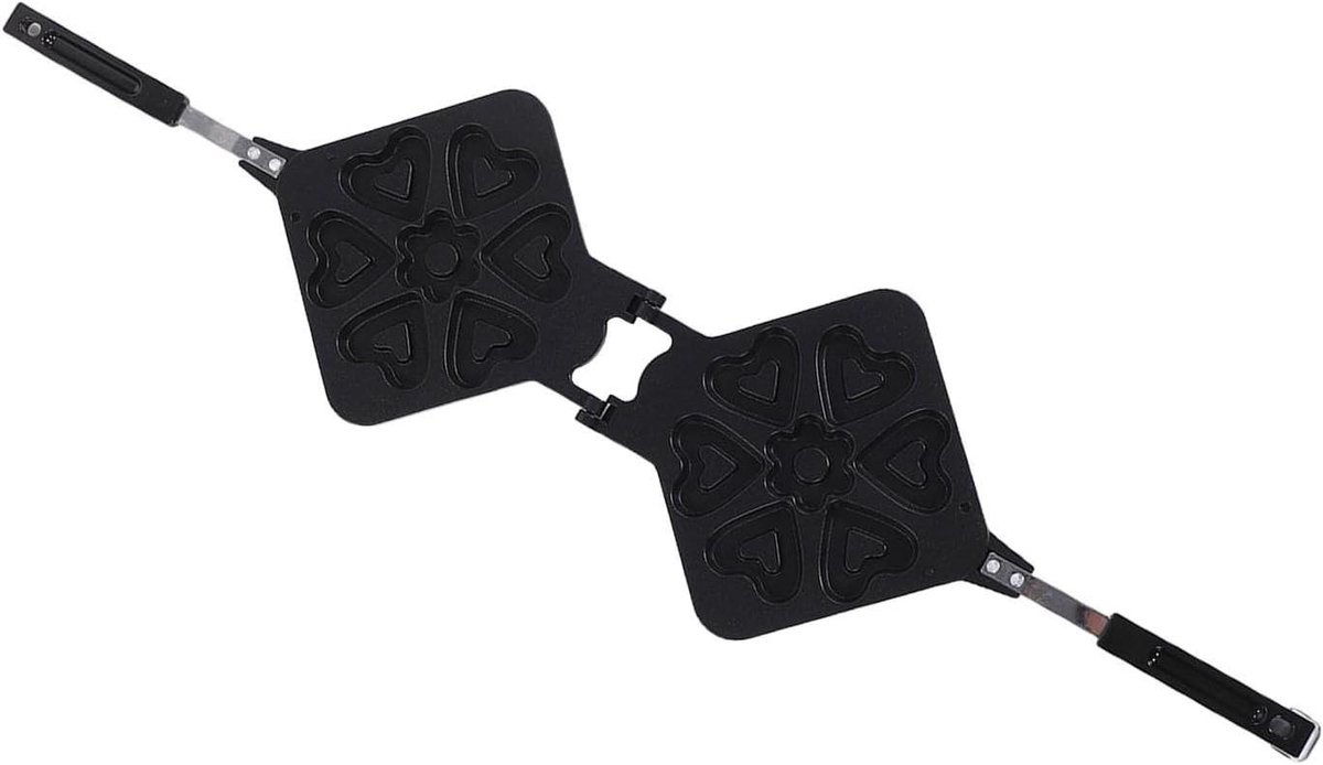 Hartvormige Wafelpan - Dubbelzijdig Bakken - Ontbijt Maken - Anti-aanbaklaag - 225x44cm - Zwart