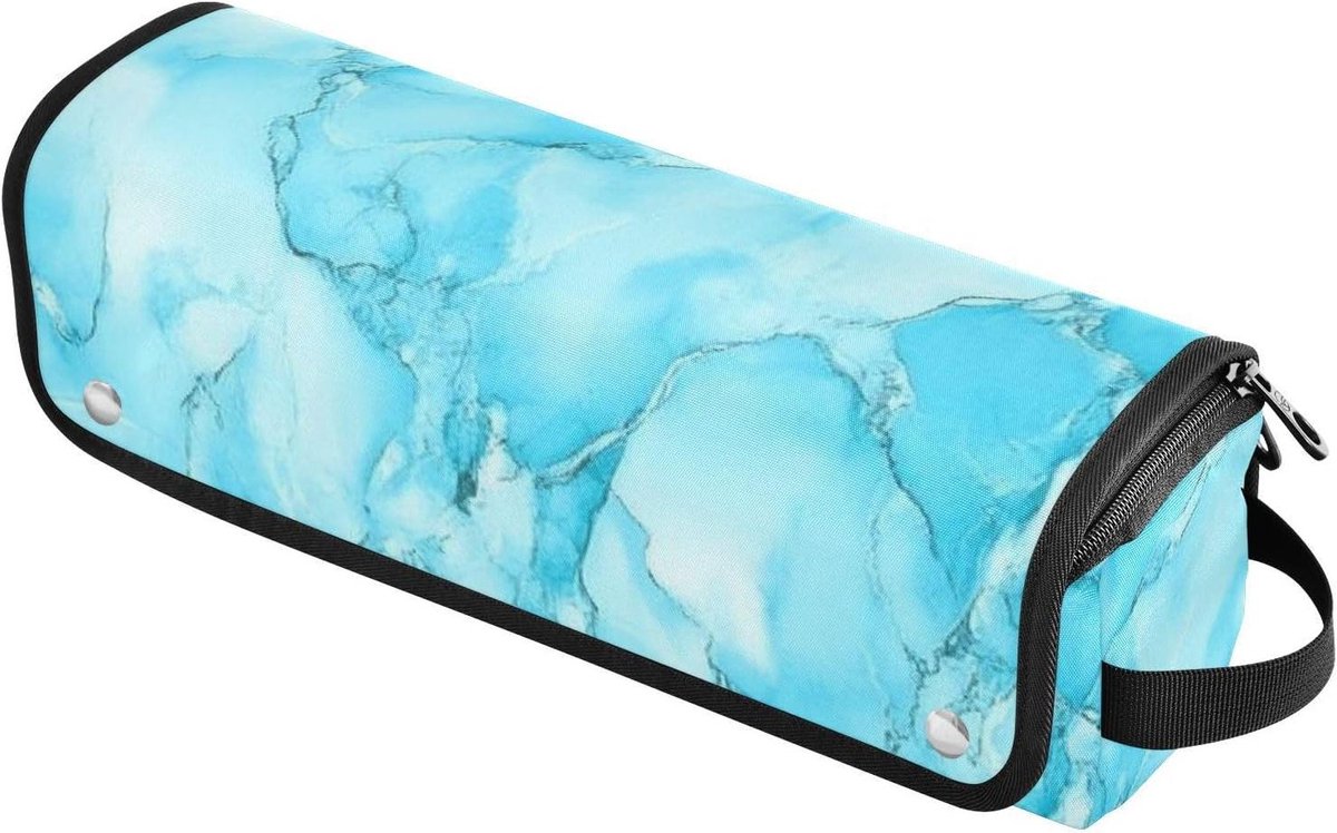 Reis Etui - Styling Tool Tas - Haar Styling - Hittebestendige Mat - 36 x 10 cm - Blauwgroen Marmer
