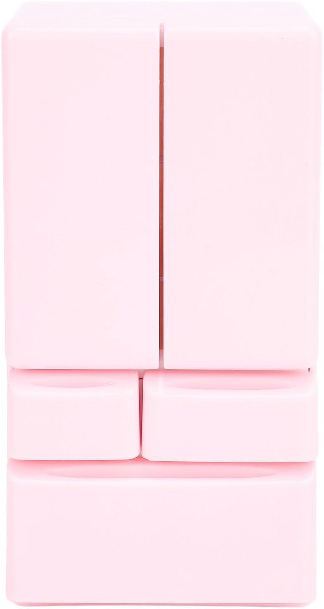Miniatuur Koelkast - Poppenhuis Meubel - Rollenspel Keuken - Realistisch Dubbeldeurs - 11 x 5.99 x 4.98 cm - Roze