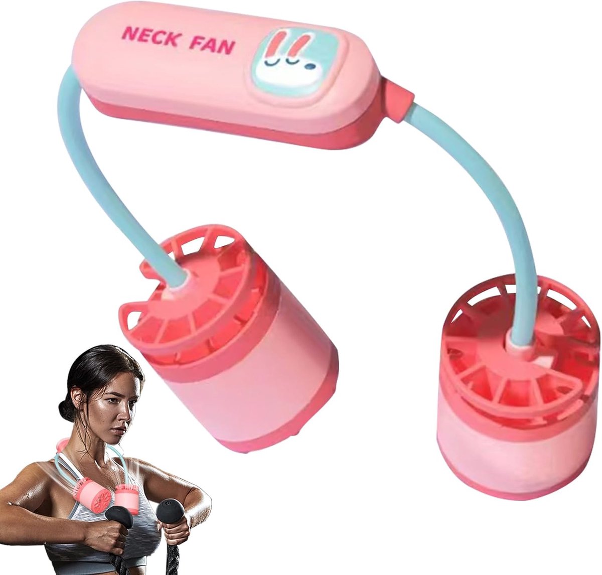 Bladeloze Nek Ventilator - Draagbare Koeler - Persoonlijk Gebruik - Stille Werking 3 Snelheden - 14.3x6.6x14.3cm - Roze