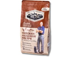 Dr. Pol Kattenvoer Graanvrij - Kip en Zalm - Bevat prebiotica - Kattenbrokken - 2 kg
