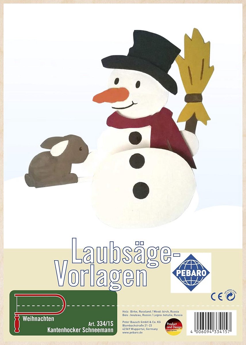 Houten Figuurzaagsjabloon Multiplex Sneeuwpop voor Handzagen