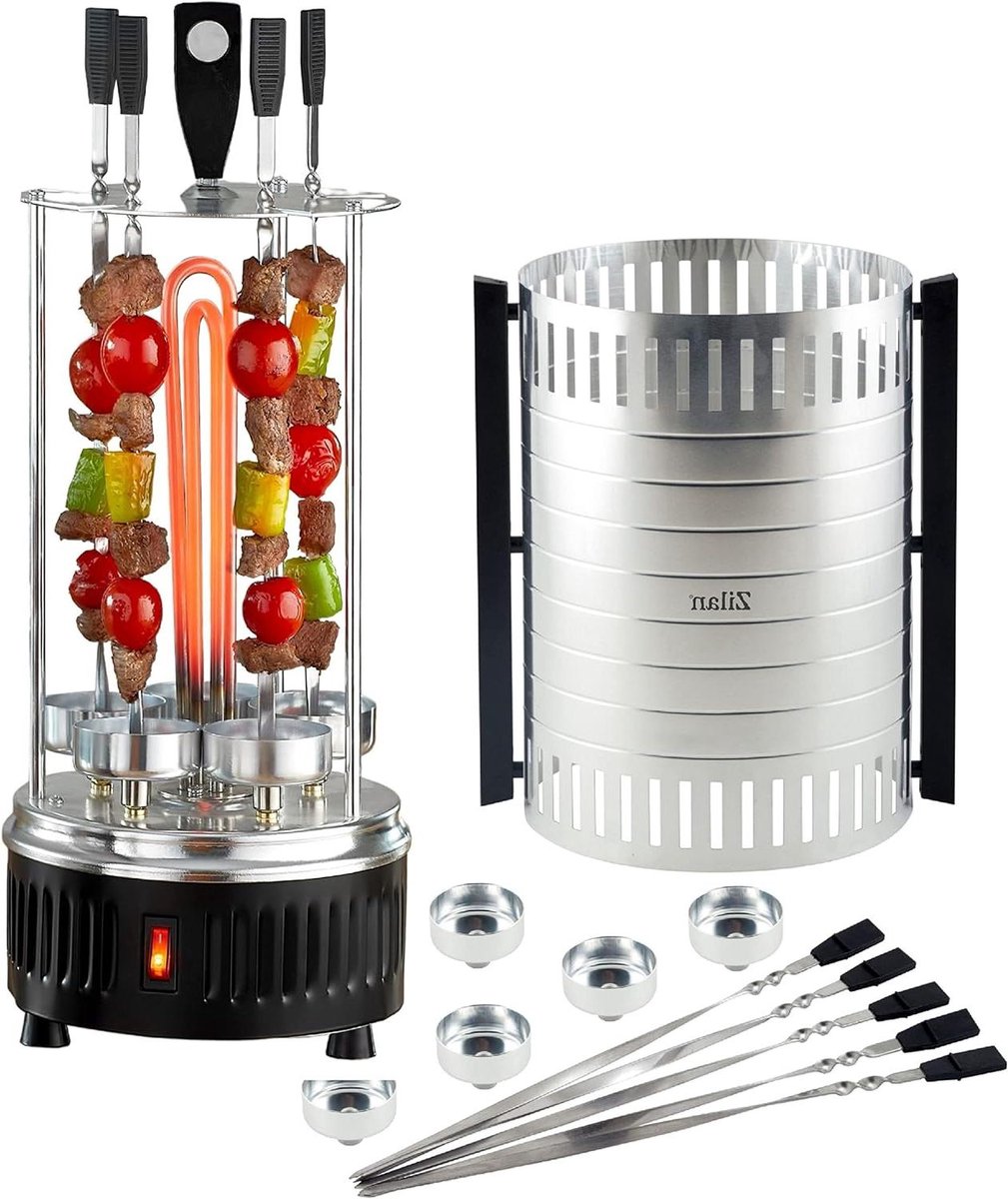 Verticale Grill - Kebab Maker - Vetvrij Grillen - Keramisch Verwarmingselement - 50 x 25 x 25 cm - Aluminium
