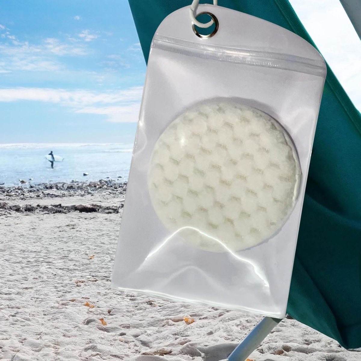 Strand Zandzak - Natuurlijke Tas - Zand Verwijderen - Herbruikbaar Accessoire - 22.9 x 13.7 cm - Wit
