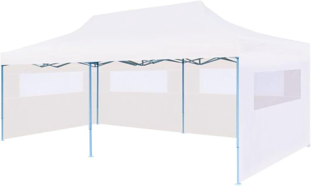 Pop-Up Tuinpaviljoen - Feesttent Partytent - Buitenfeesten Organiseren - Opvouwbaar Met Zijwanden - 3 x 6 m - Wit