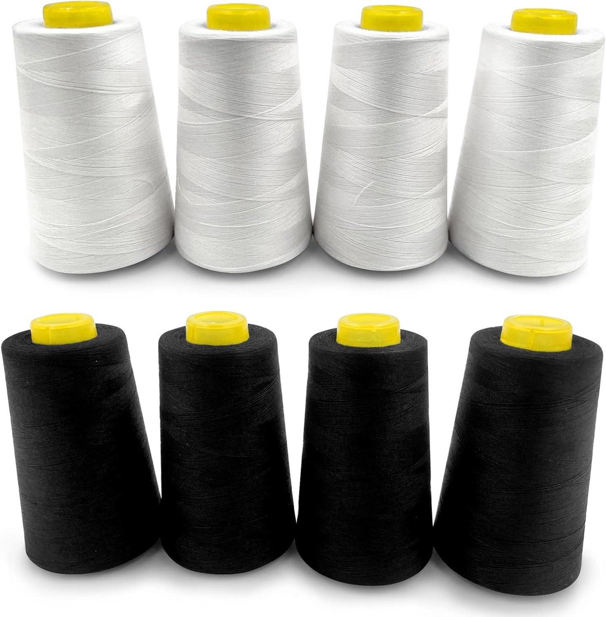 Naaigaren Set - Polyester Garen - Kleding Repareren - Hoge Treksterkte - 24000 Meter Totaal - Wit en Zwart