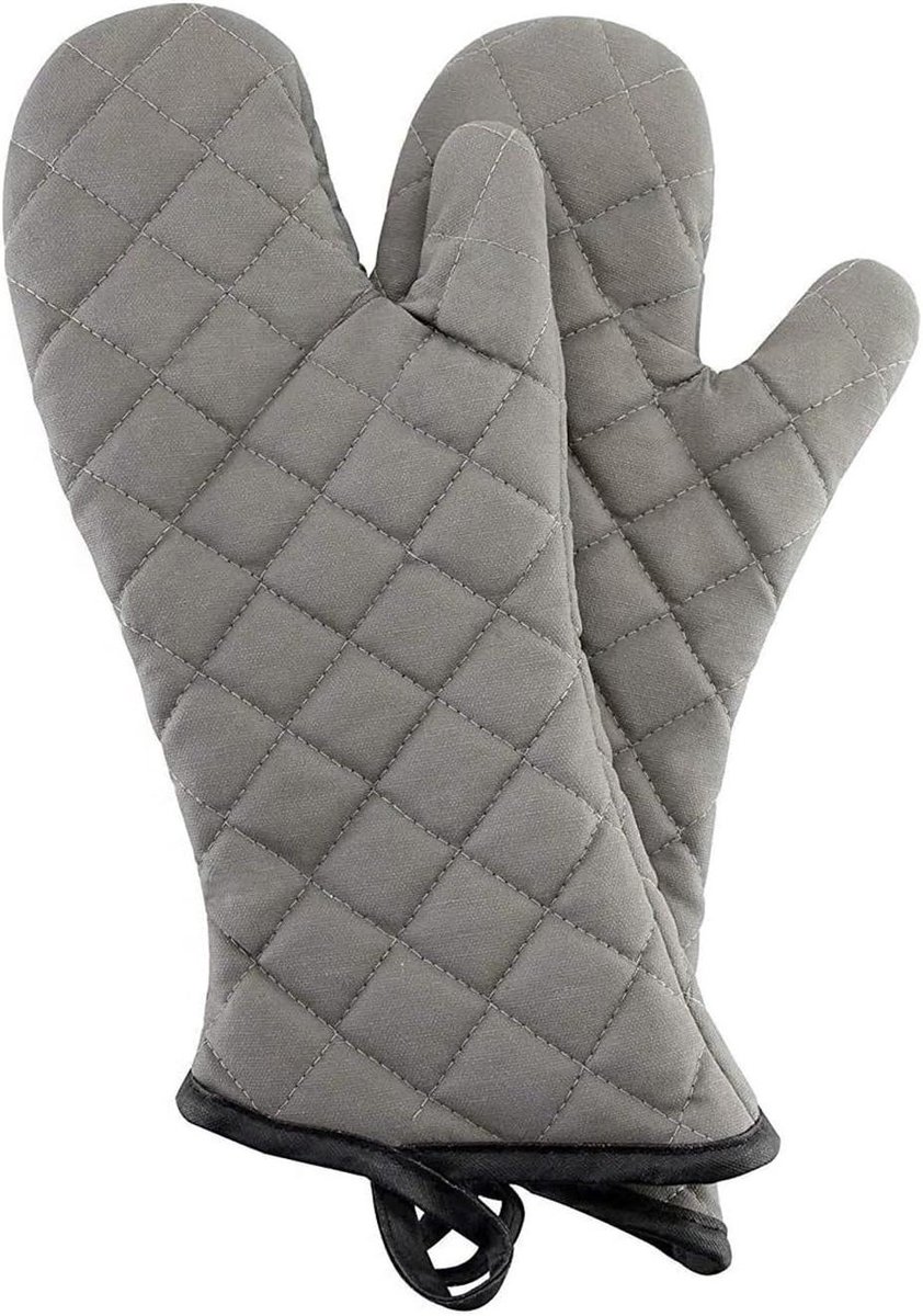 Keukenhandschoenen Set - Ovenwanten - Hittebescherming - Extra Lange - 2 stuks - Grijs