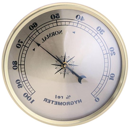 Analoge Hygrometer - Luchtvochtigheidsmeter - Binnenklimaat Meten - Comfortzones Aangegeven - 90mm Diameter - Zilver