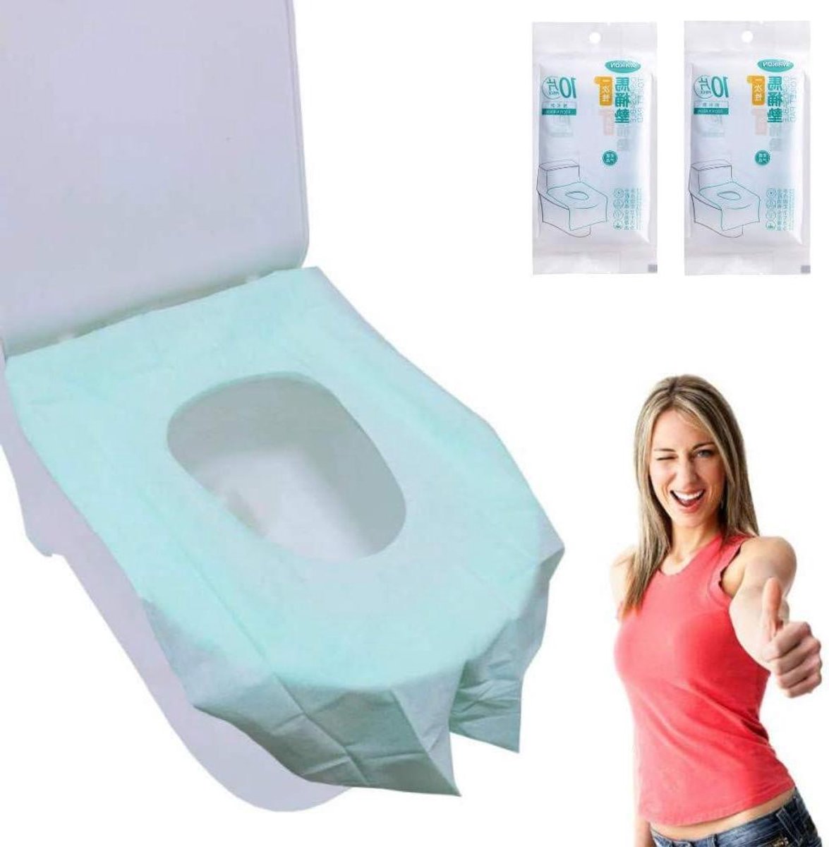 Toiletzittinghoezen Wegwerp - Zittingbeschermers Hygiëne - Reizen Publieke Toiletten - Individueel Verpakt Waterdicht - XL Formaat 20 Stuks - Blauw