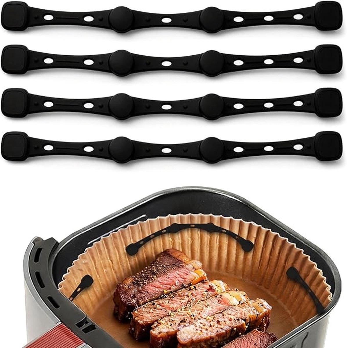 Airfryer Magneten voor Bakpapier - Langere Versie - Zwart