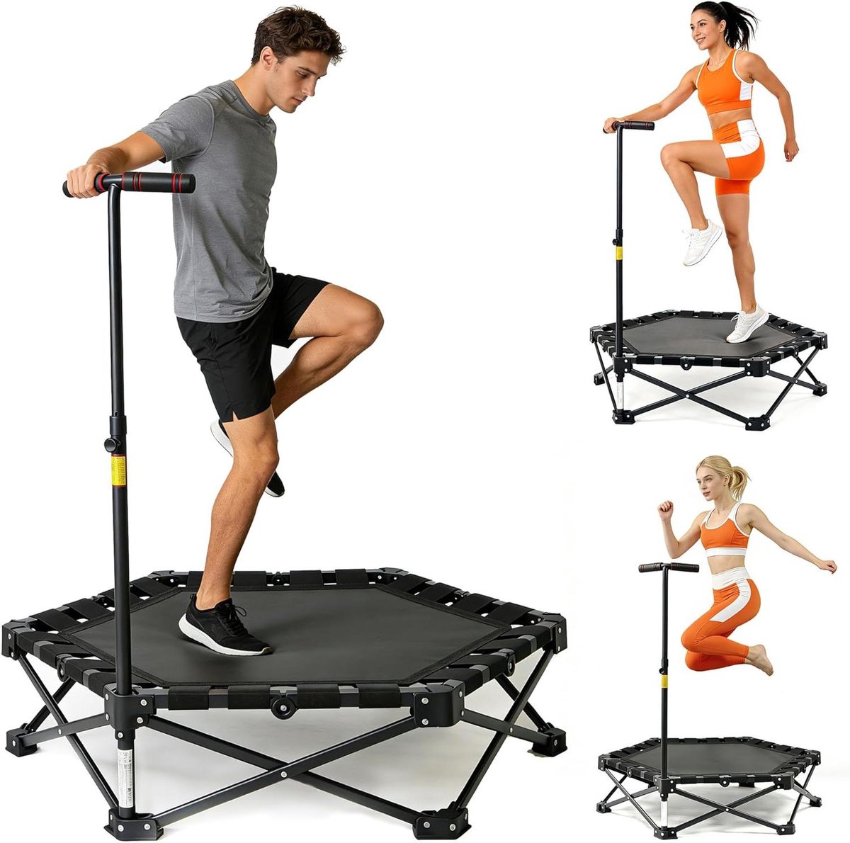 Inklapbare Minitrampoline - Fitness Trampoline - Thuistraining - Montagevrij - 106 cm - Zwart