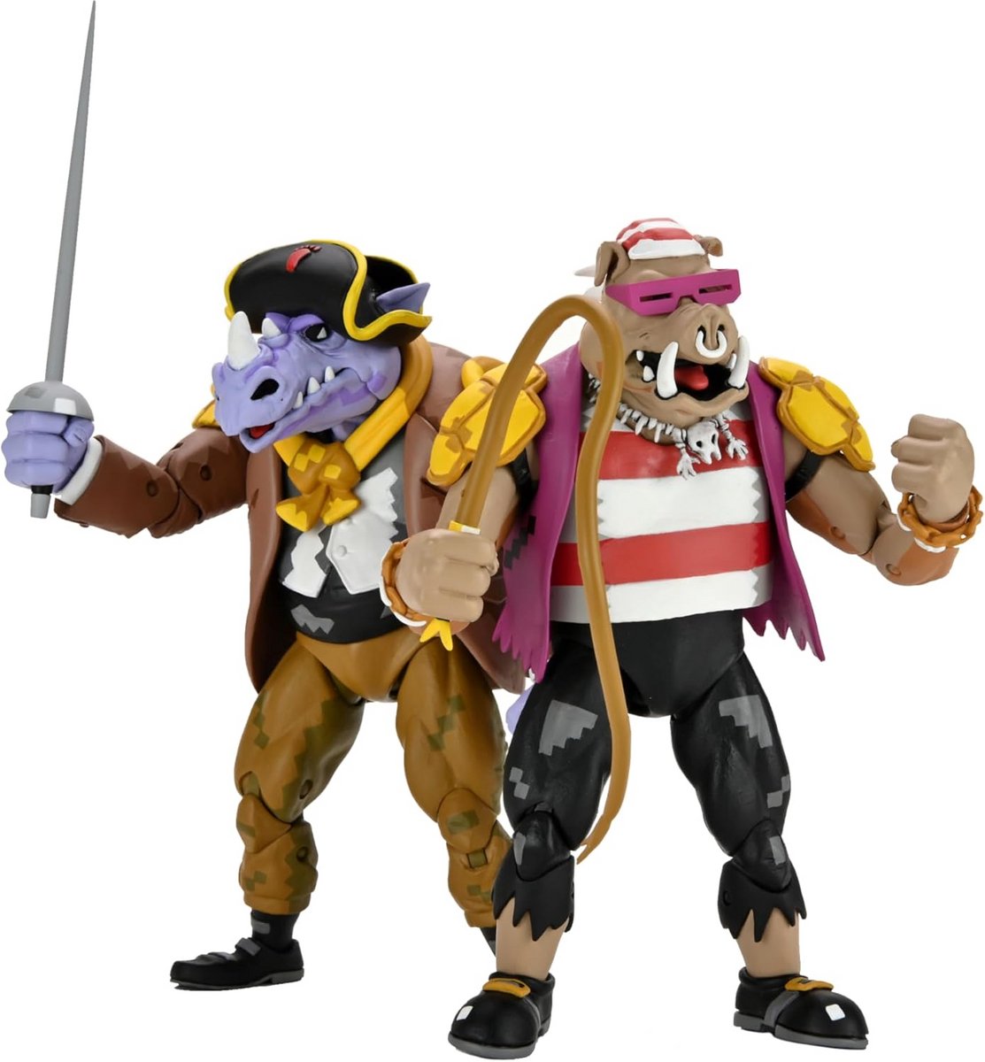 Actionfiguren Set Turtles In Time Piraten Rocksteady en Bebop 18cm