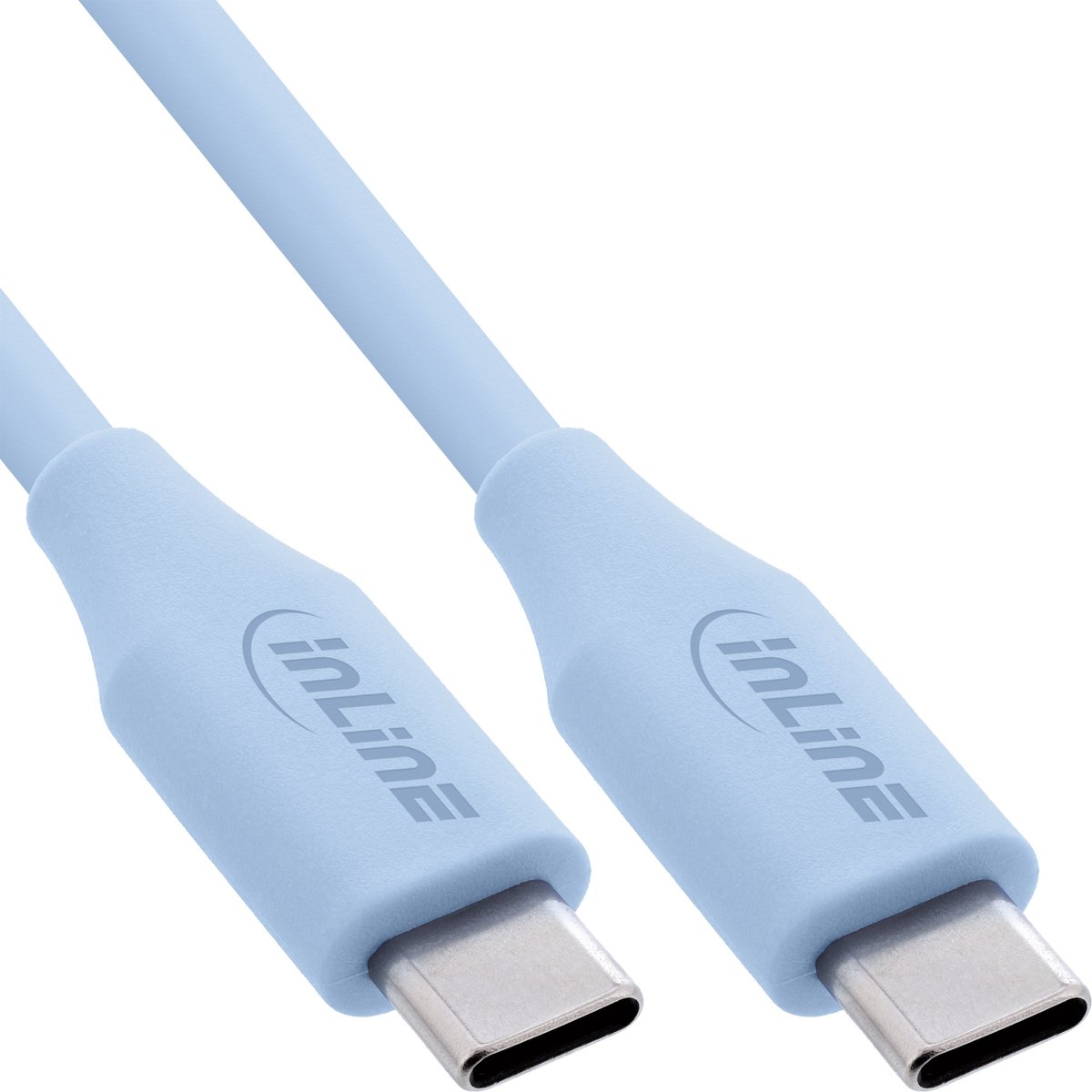 InLine® USB 2.0-kabel, USB-C-snelladingskabel 100 W, ijsbonbon/blauw 2m