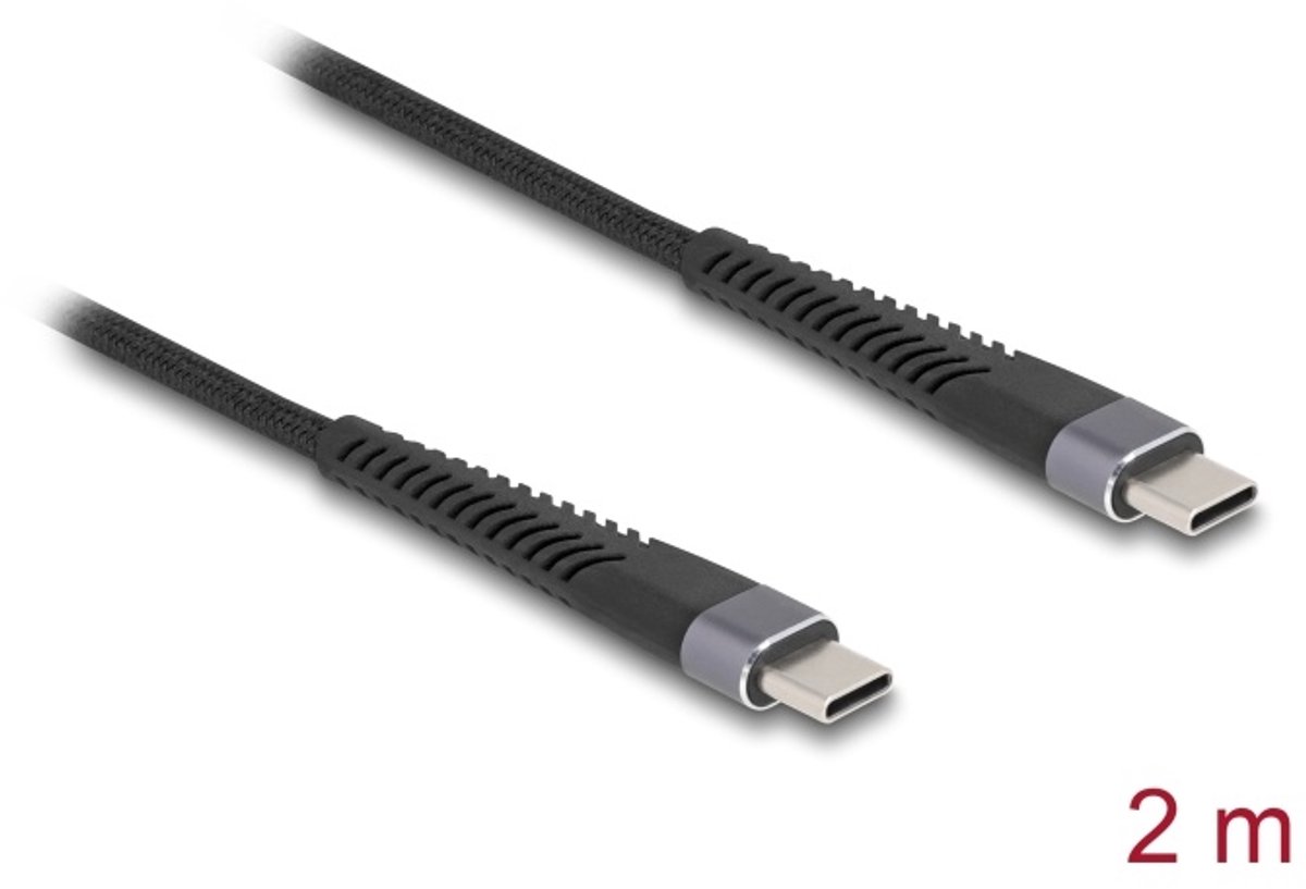 Delock USB 2.0 Cable USB Type-C™ male to male with extended bend protection 60 W 2 m