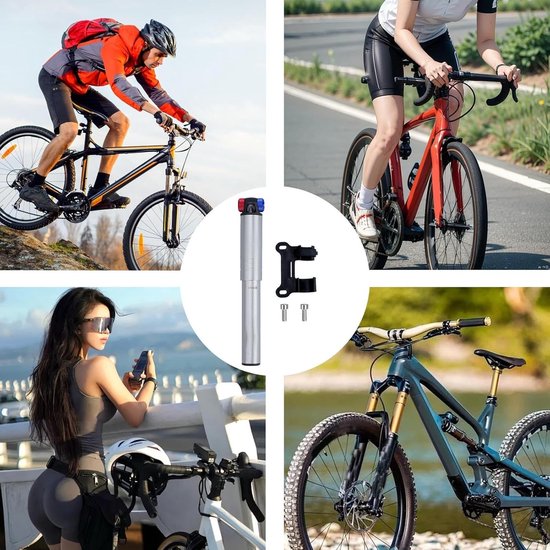 Fietspomp - Persluchtpomp - Banden Oppompen - Dubbel Ventiel - 11 Bar - Zilverkleurig — afbeelding 3