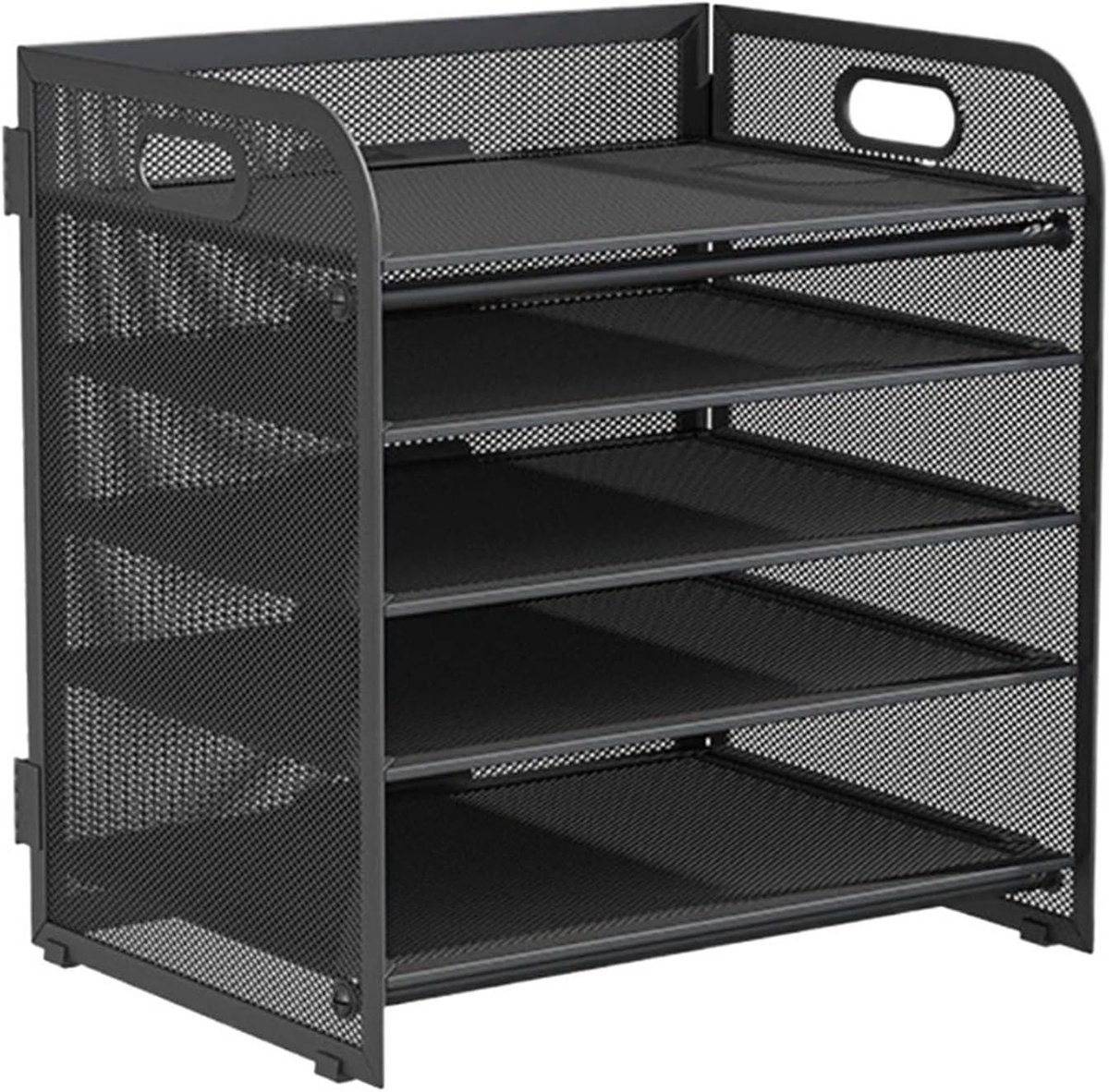 Bureau Organizer - Documentenhouder - Kantoor Organiseren - Vijf Lagen - 42 x 25 x 35 cm - Zwart