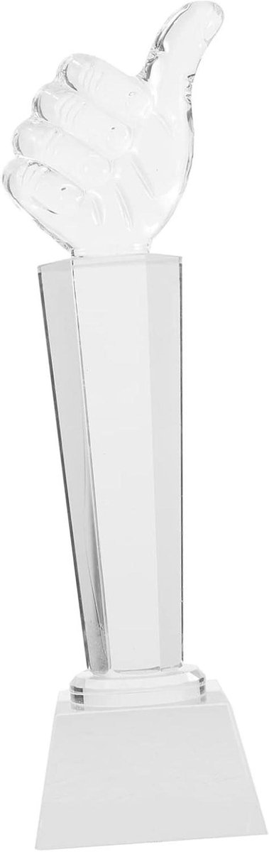 Kristallen Trofee - Duim Omhoog - Prestaties Belonen - Abstract Handgemaakt - 28 cm - Transparant