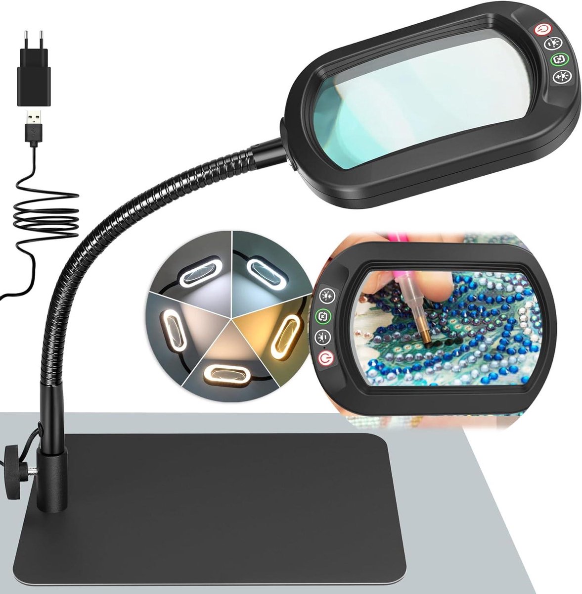 Vergrootglas met Verlichting - Loelamp - Dimbare Tafelvergrootglas - Precisiewerk