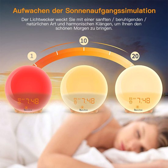 Licht Wekker Wake Up Light- Digitale Wekker met Lamp - Slaaphulp met USB Aansluiting - Slaaproutine — afbeelding 2