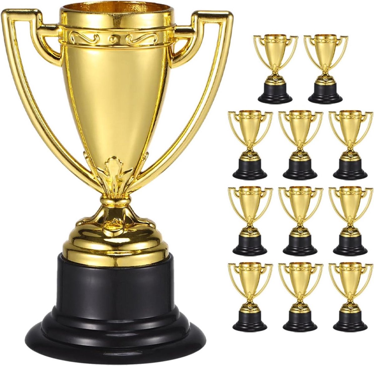 Gouden Trofee Bekers - Mini Prijzen - Wedstrijden Belonen - Lichtgewicht Plastic - 25 Stuks - Goud