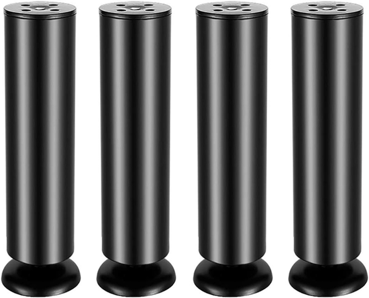 4x 200mm Zwarte RVS Meubelpoten - Vervangende Poten voor Banken, Tafels en Kasten