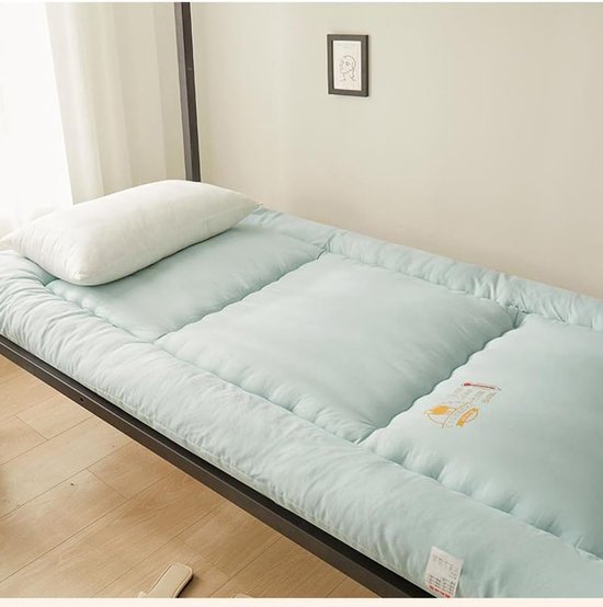 Vloermatras Futon - Logeerbed Mat - Comfortabel Slapen - Extra Dik Gewatteerd - 120x200cm - Blauw — afbeelding 4