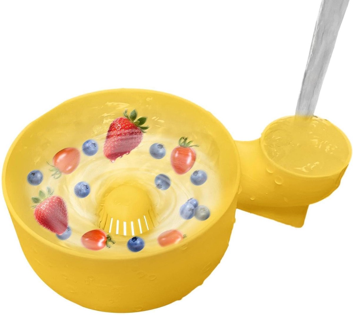 Fruit Was Set - Zeef Kom - Salade Bereiden - 4-in-1 Multifunctioneel - 20 x 135 cm - Geel